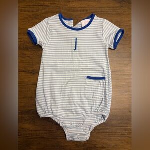 Stitchy Fish Striped Baby Bubble with “J” Embroidery